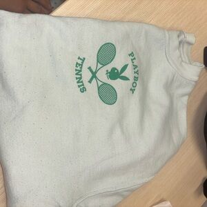 PLAYBOY Crewneck Sweater in White and Green